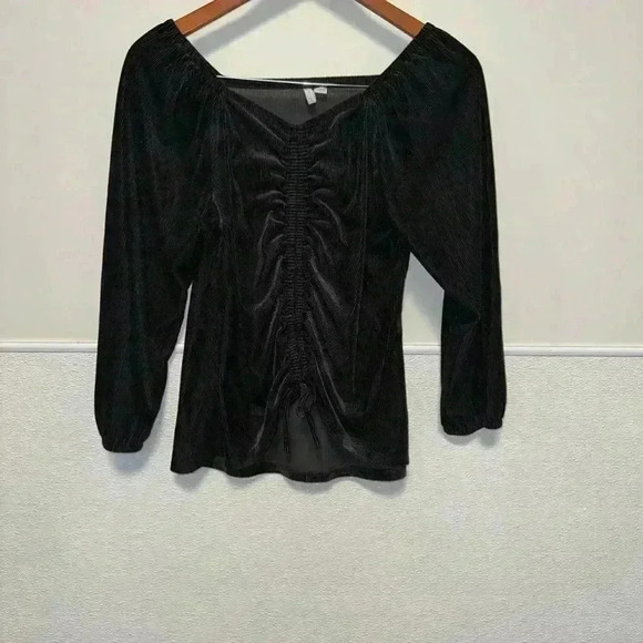 Cato Black Drawstring Blouse Top / Size M - Picture 1 of 13